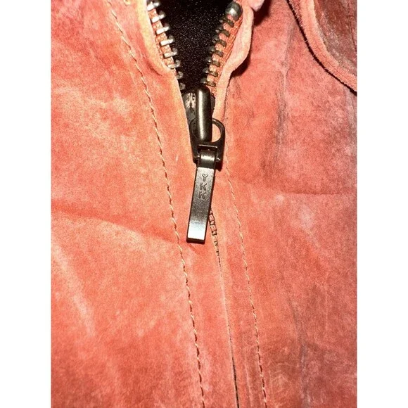 Chico's Orange Suede Leather Front Zip Women's Jacket Sz 1 (S) NWT - Picture 6 of 10
